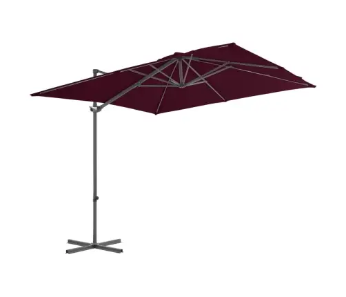 Dārza Saulessargs Ar Tērauda Kātu, 250X250 Cm, Bordo Sarkans Vidaxl