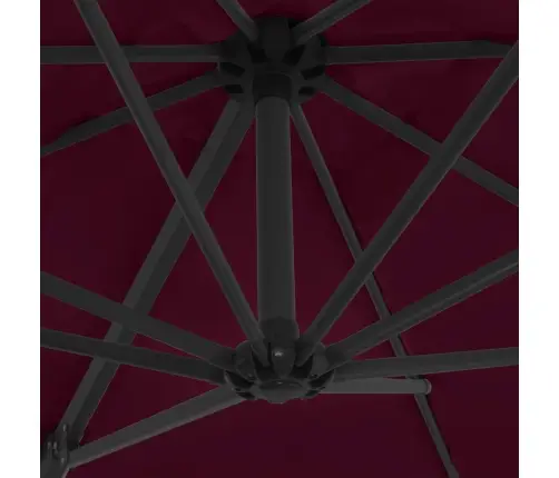 Dārza Saulessargs Ar Tērauda Kātu, 250X250 Cm, Bordo Sarkans Vidaxl