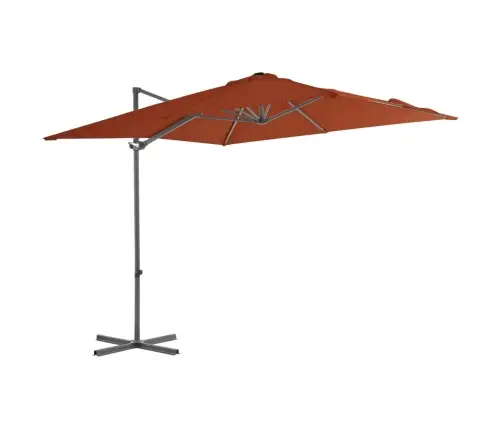 Dārza Saulessargs Ar Tērauda Kātu, 250X250 Cm, Sarkanbrūns Vidaxl