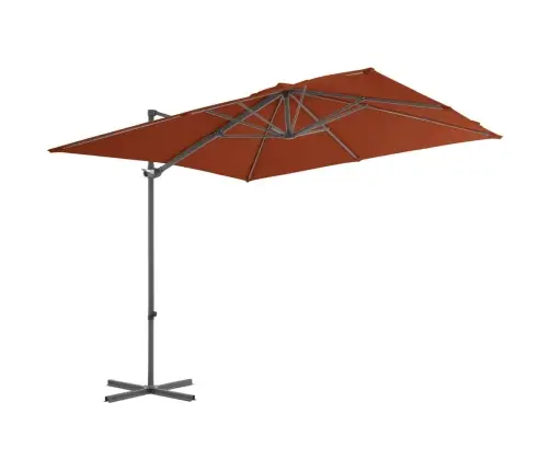 Dārza Saulessargs Ar Tērauda Kātu, 250X250 Cm, Sarkanbrūns Vidaxl