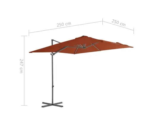 Dārza Saulessargs Ar Tērauda Kātu, 250X250 Cm, Sarkanbrūns Vidaxl