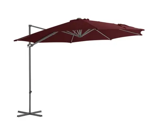 Dārza Saulessargs Ar Tērauda Kātu, 300 Cm, Bordo Sarkans Vidaxl