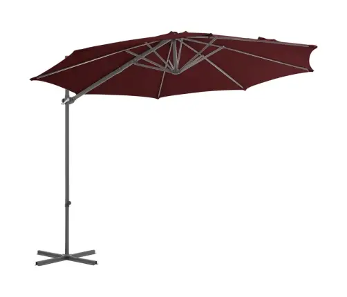 Dārza Saulessargs Ar Tērauda Kātu, 300 Cm, Bordo Sarkans Vidaxl