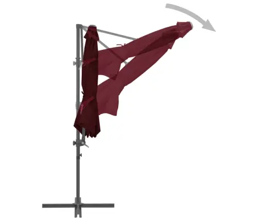 Dārza Saulessargs Ar Tērauda Kātu, 300 Cm, Bordo Sarkans Vidaxl