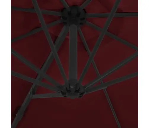 Dārza Saulessargs Ar Tērauda Kātu, 300 Cm, Bordo Sarkans Vidaxl