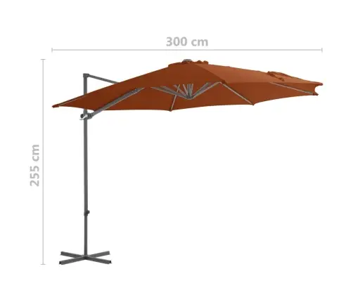 Dārza Saulessargs Ar Tērauda Kātu, 300 Cm, Sarkanbrūns Vidaxl