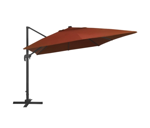 Saulessargs Ar Led Gaismām, 400X300 Cm, Sarkanbrūns Vidaxl