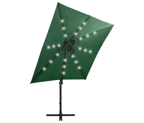 Saulessargs Ar Kātu Un Led Gaismām, 250 Cm, Zaļš Vidaxl
