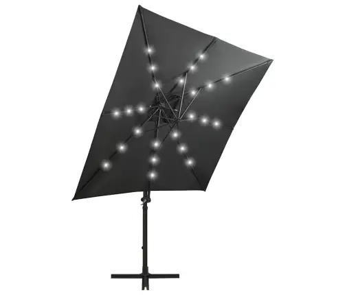 Saulessargs Ar Kātu Un Led Gaismām, 250 Cm, Antracītpelēks Vidaxl