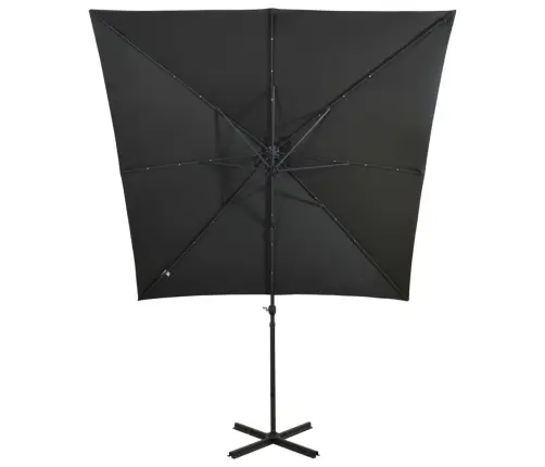 Saulessargs Ar Kātu Un Led Gaismām, 250 Cm, Antracītpelēks Vidaxl