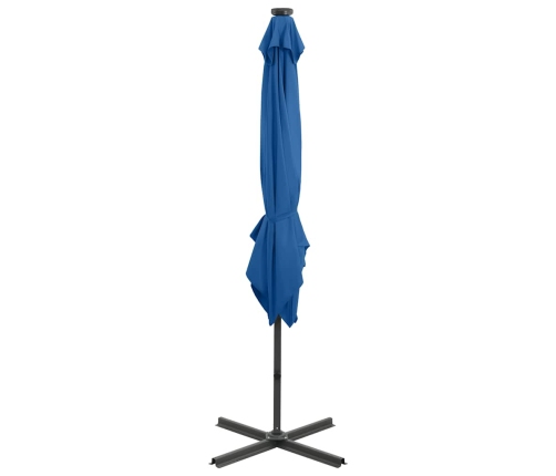 Gembinis Skėtis Su Stulpu Ir Led Lemputėmis, Mėlynas, 250Cm