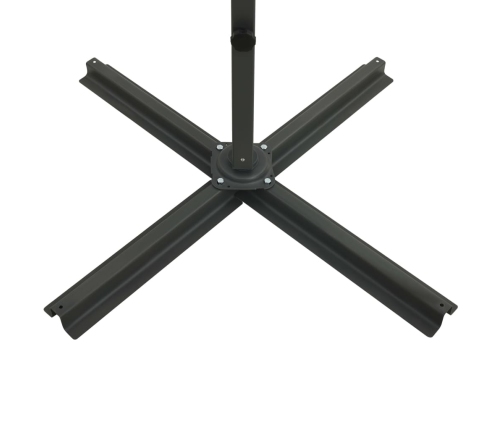 Gembinis Skėtis Su Stulpu Ir Led Lemputėmis, Mėlynas, 250Cm