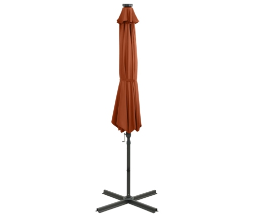 Gembinis Skėtis Su Stulpu Ir Led Lemputėmis, Terakota, 300Cm