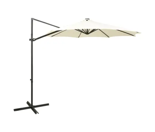 Saulessargs Ar Kātu Un Led Gaismām, 300 Cm, Smilšu Krāsā Vidaxl