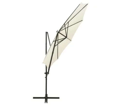 Saulessargs Ar Kātu Un Led Gaismām, 300 Cm, Smilšu Krāsā Vidaxl