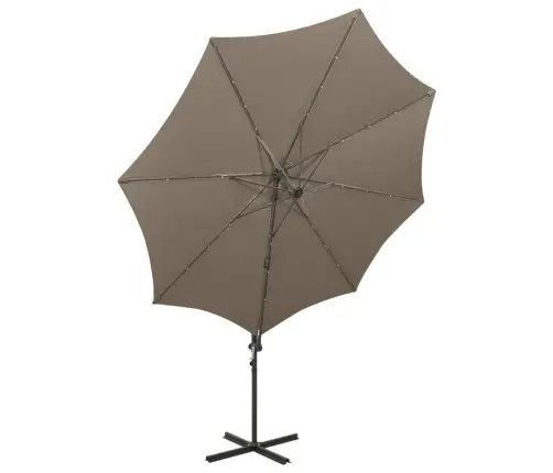 Saulessargs Ar Kātu Un Led Gaismām, 300 Cm, Pelēkbrūns Vidaxl