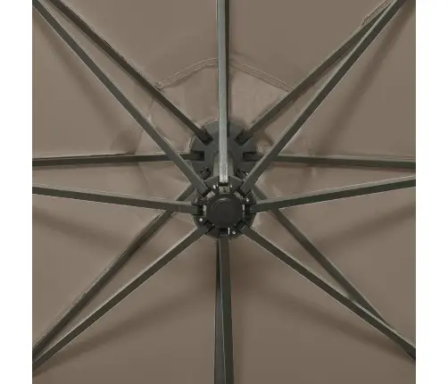 Saulessargs Ar Kātu Un Led Gaismām, 300 Cm, Pelēkbrūns Vidaxl