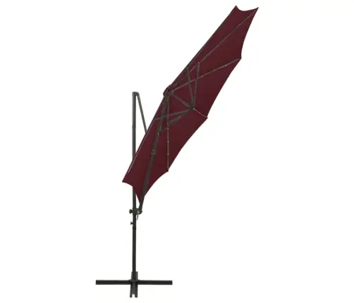 Saulessargs Ar Kātu Un Led Gaismām, 300 Cm, Vīnsarkans Vidaxl