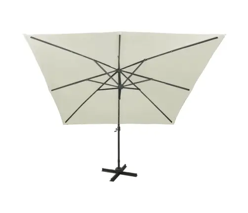 Saulessargs Ar Kātu Un Led Gaismām, 300 Cm, Smilšu Krāsā Vidaxl