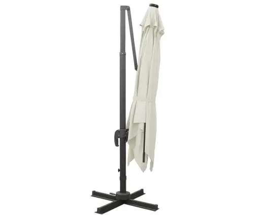 Saulessargs Ar Kātu Un Led Gaismām, 300 Cm, Smilšu Krāsā Vidaxl