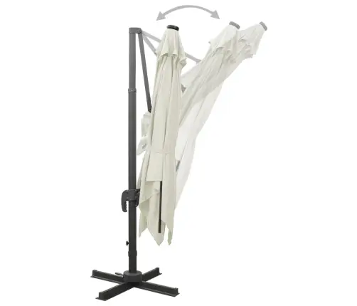 Saulessargs Ar Kātu Un Led Gaismām, 300 Cm, Smilšu Krāsā Vidaxl