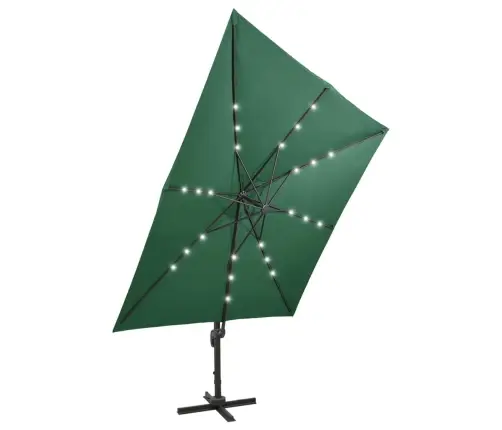 Saulessargs Ar Kātu Un Led Gaismām, 300 Cm, Zaļš Vidaxl