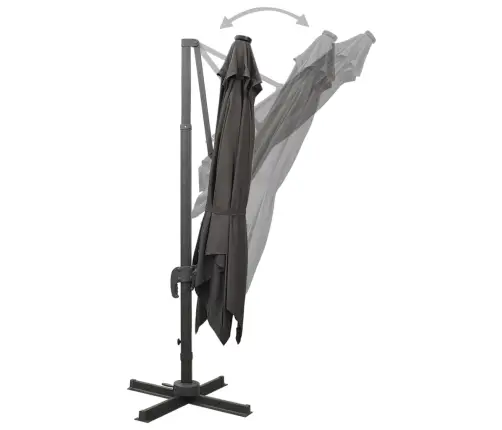 Saulessargs Ar Kātu Un Led Gaismām, 300 Cm, Antracītpelēks Vidaxl