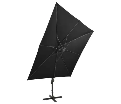 Konsooldisainiga Aia Päikesevari Posti Ja Lediga, Must, 300 Cm