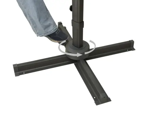 Gembinis Skėtis Su Stulpu Ir Led Lemputėmis, Mėlynas, 300Cm