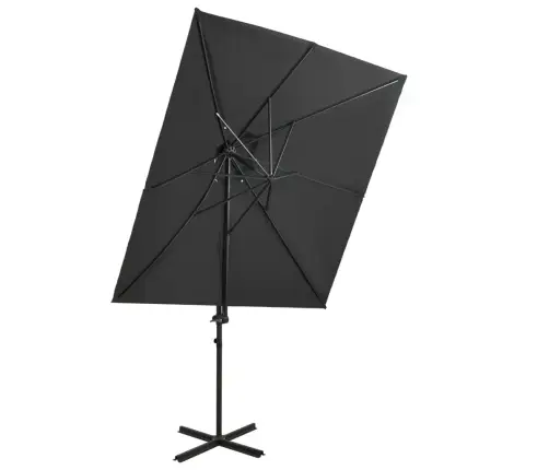 Gembinis Skėtis Su Dvigubu Viršumi, Antracito, 250X250Cm