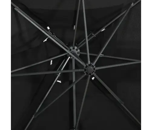 Dārza Saulessargs Ar Divkāršu Jumtu, 250X250 Cm, Melns Vidaxl