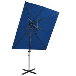 Konsooldisainiga Päikesevari Topelt Katus 250X250 Cm Sinine