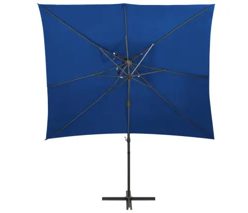 Dārza Saulessargs Ar Divkāršu Jumtu, 250X250 Cm, Debeszils Vidaxl