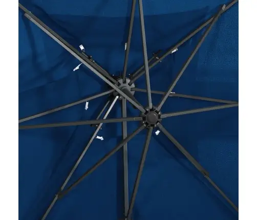 Dārza Saulessargs Ar Divkāršu Jumtu, 250X250 Cm, Debeszils Vidaxl