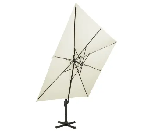 Konsoolvarjuga Aia Päikesevari Topelt Ülaosaga 300 X 300 cm Liivakarva