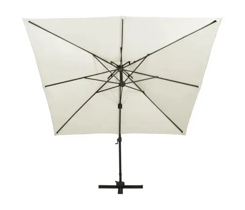 Konsoolvarjuga Aia Päikesevari Topelt Ülaosaga 300 X 300 cm Liivakarva