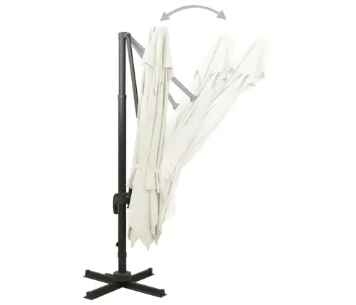 Konsoolvarjuga Aia Päikesevari Topelt Ülaosaga 300 X 300 cm Liivakarva