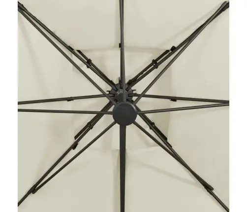 Konsoolvarjuga Aia Päikesevari Topelt Ülaosaga 300 X 300 cm Liivakarva