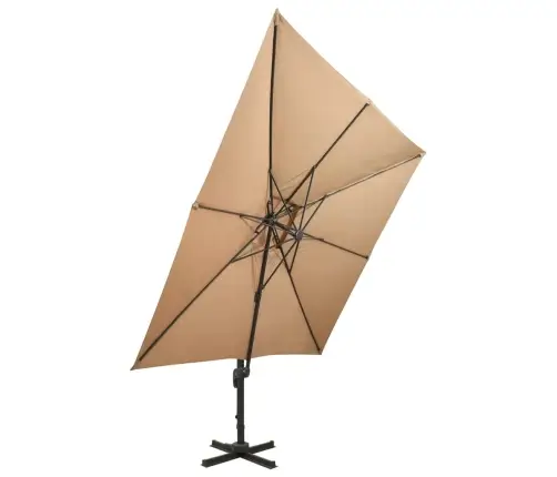 Konsoles Dārza Saulessargs Ar Dubultu Augšdaļu, 300X300 Cm, Pelēkbrūns Vidaxl