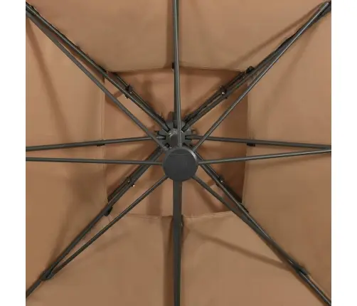 Konsoles Dārza Saulessargs Ar Dubultu Augšdaļu, 300X300 Cm, Pelēkbrūns Vidaxl