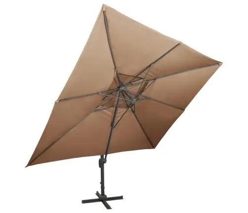 Dārza Saulessargs Ar Divkāršu Jumtu, 400X300 Cm, Pelēkbrūns Vidaxl