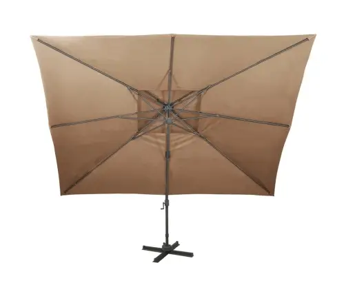 Dārza Saulessargs Ar Divkāršu Jumtu, 400X300 Cm, Pelēkbrūns Vidaxl