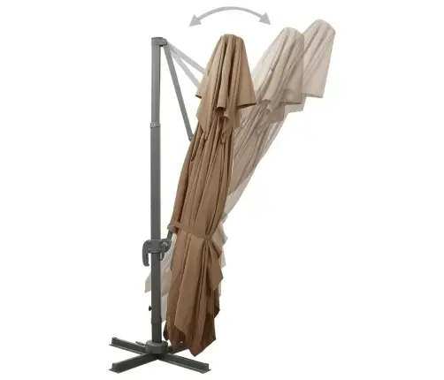 Dārza Saulessargs Ar Divkāršu Jumtu, 400X300 Cm, Pelēkbrūns Vidaxl