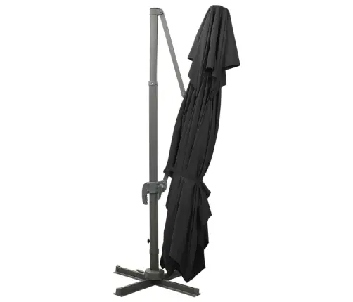 Konsolinis Sodo Skėtis Su Dvigubu Viršumi, Juodas, 400X300 Cm