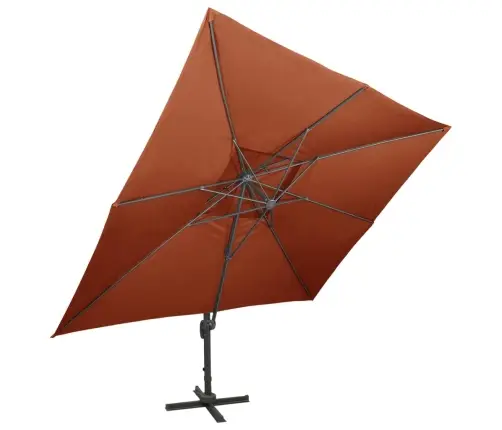 Dārza Saulessargs Ar Divkāršu Jumtu, 400X300 Cm, Sarkanbrūns Vidaxl