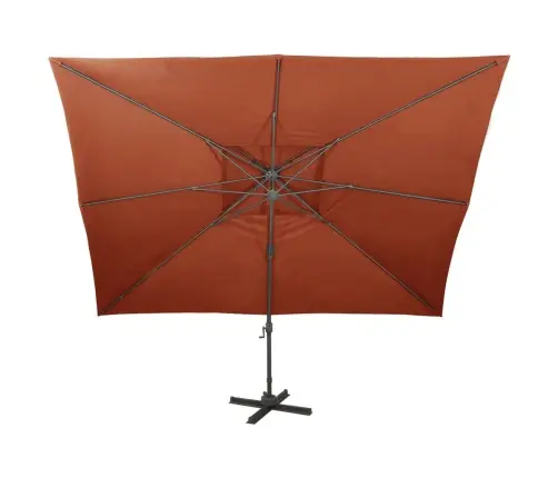 Dārza Saulessargs Ar Divkāršu Jumtu, 400X300 Cm, Sarkanbrūns Vidaxl