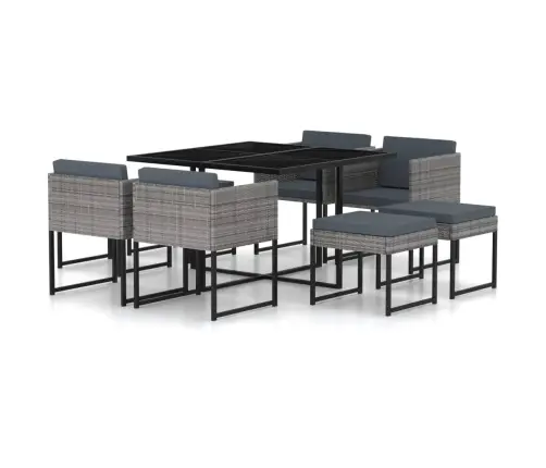 9-Daļīgs Dārza Mēbeļu Komplekts Ar Matračiem, Pe Rotangpalma Vidaxl