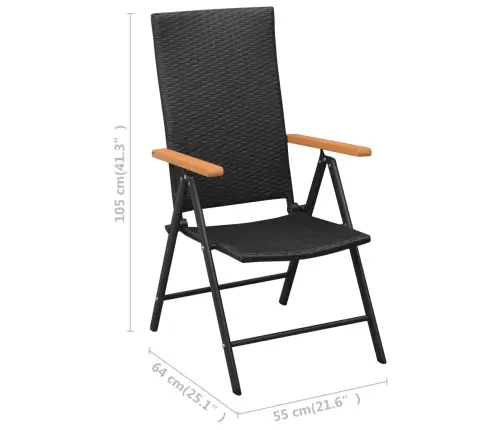 Sodo Kėdės, 4Vnt., Juodos Spalvos, Poliratanas