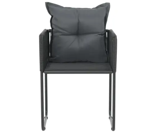 Lauko Kėdės Su Pagalvėmis, 6Vnt., Juodos Spalvos, Poliratanas