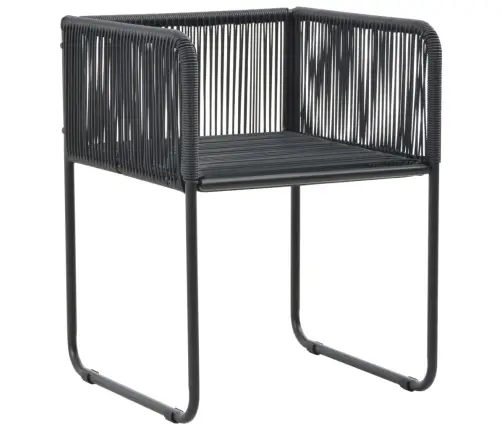 Lauko Kėdės Su Pagalvėmis, 6Vnt., Juodos Spalvos, Poliratanas